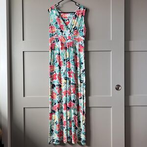 Charter Club Dress Womens Small Multicolor Floral‎ Sleeveless Maxi Summer Casual